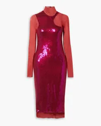 Victoria Beckham Layered sequined tulle turtleneck dress - Purple Purple