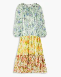 Zimmermann Tiered floral-print silk-crepon midi dress - Multicolor Multicolor