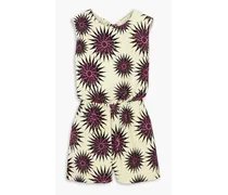 Printed cotton-terry playsuit - Burgundy