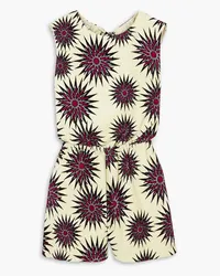 Dries van Noten Printed cotton-terry playsuit - Burgundy Burgundy