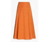 Cotton-blend ottoman midi skirt - Brown