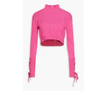 Cropped ribbed-knit top - Pink