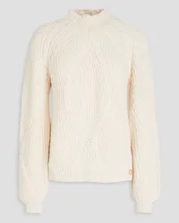 Maje Cable-knit turtleneck sweater - White White