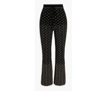 Verdi metallic jacquard-knit flared pants - Black