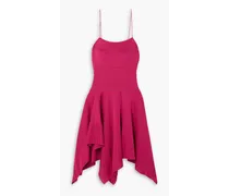 Asymmetric pointelle-knit dress - Pink