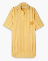 Etro Oversized embroidered striped cotton and silk-blend shirt - Yellow Yellow