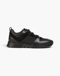 Giorgio Armani Leather, suede and shell sneakers - Black Black