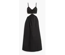 Baylee cutout gathered cotton-poplin midi dress - Black