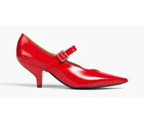Glossed-leather Mary Jane pumps - Red