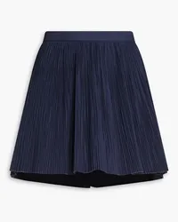 RED Valentino Layered plissé cotton-blend poplin shorts - Blue Blue