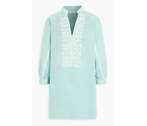 Marisolla embroidered cotton-blend gauze mini dress - Blue