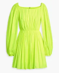 Valentino Garavani Gathered neon taffeta mini dress - Yellow Yellow