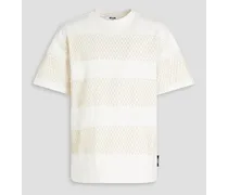 Mesh-paneled cotton-jersey T-shirt - White