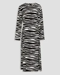 Samsøe & Samsøe Wrap-effect zebra-print cady midi dress - White White