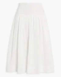 Alex Mill June pleated broderie anglaise cotton midi skirt - White White