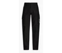 Embroidered gabardine cargo pants - Black