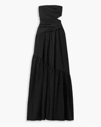 A.L.C. Lark strapless gathered cotton-poplin maxi dress - Black Black