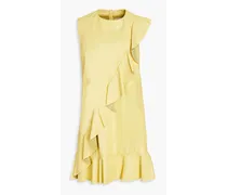 Ruffled leather mini dress - Yellow
