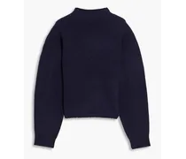 Brushed ribbed-knit turtleneck sweater - Blue
