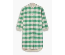Long Plaid checked flannel bomber jacket - Green