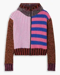 ARG Cropped striped cotton-blend zip-up hoodie - Pink Pink