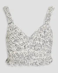 Dolce & Gabbana Metallic bouclé-knit bra top - White White