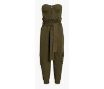 Addison strapless cotton-twill jumpsuit - Green