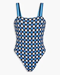 Solid and Striped Printed swimsuit - Blue Blue