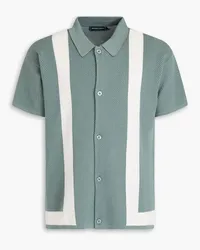 Frescobol Carioca Barretos striped pointelle-knit cotton shirt - Green Green