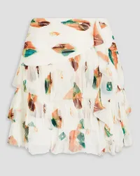 Ulla Johnson Ella tiered printed silk-crepon mini skirt - White White