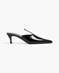 Totême Pencil crinkled patent-leather mules - Black Black