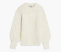 Ribbed wool-blend sweater - White