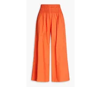 Shirred cotton culottes - Orange