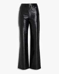 ROTATE Birger Christensen Embossed faux leather straight-leg pants - Black Black