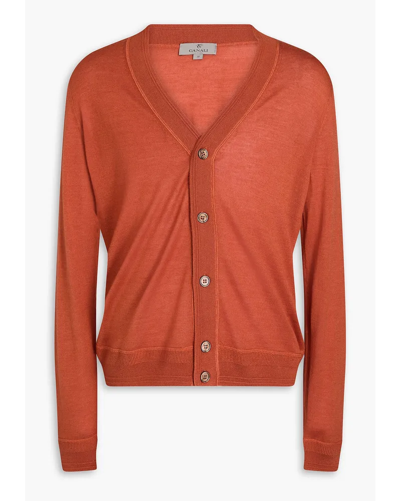 Canali Cashmere and silk-blend cardigan - Red Red