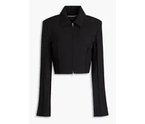 Cropped wool-crepe jacket - Black