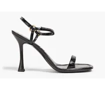Mia croc-effect leather sandals - Black