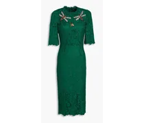 Embellished corded lace dress - Green