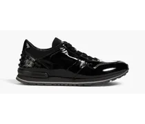 Patent-leather and neoprene sneakers - Black