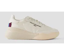 Loop vegetarian suede-trimmed printed twill sneakers - White