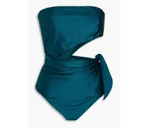 Separates Scarf cutout bow-detailed bandeau swimsuit - Blue