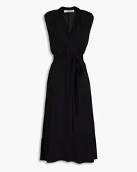 Another Tomorrow Belted crepe midi dress - Black Black