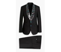 Sequin-embellished linen suit - Black