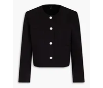 Cropped cotton-blend twill jacket - Black