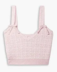 LoveShackFancy Tilien cropped metallic checked knitted top - Pink Pink