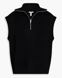 Autumn Cashmere Ribbed-knit half-zip vest - Black Black