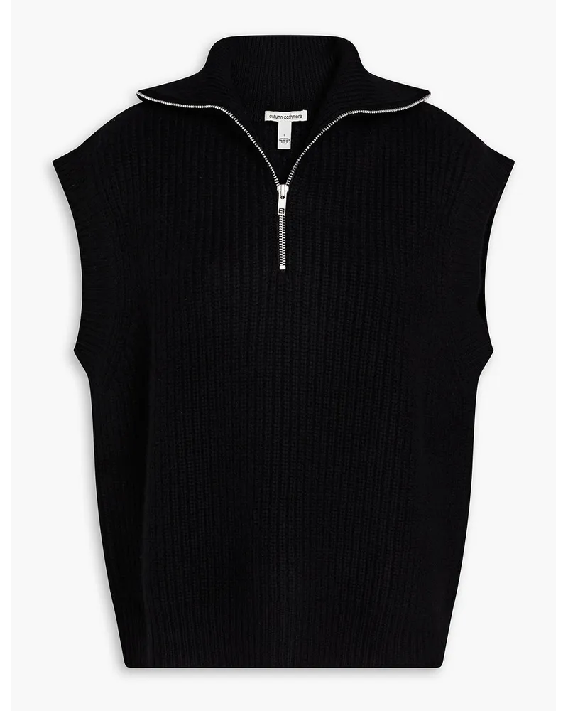 Autumn Cashmere Ribbed-knit half-zip vest - Black Black