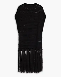 RED Valentino Fringed open-knit cotton vest - Black Black