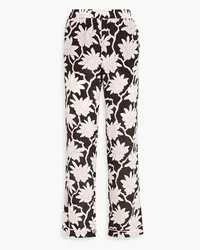 Valentino Garavani Floral-print silk crepe de chine straight-leg pants - Black Black