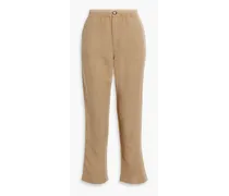 Linen, TENCEL™ and cotton-blend twill straight-leg pants - Neutral